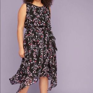 Lane Bryant Floral Sleeveless Handkerchief Hem Dress